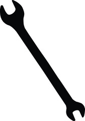 Silhouette of a Double-Ended Wrench – Open-End Hand Tool for Mechanical, Automotive, and Industrial Repair – Minimalist Black Design for Maintenance and Engineering