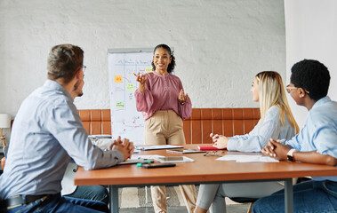 young business people meeting office teamwork group whiteboard presentation seminar woman...
