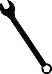 Silhouette of a Combination Wrench – Open-End and Box-End Tool for Mechanical Repair, Engineering, and Hand Tools – Minimalist Black Design for Industrial and Hardware Applications