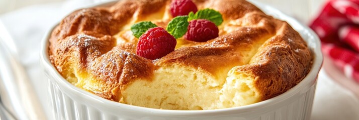 photo of delicious bread pudding souffle 