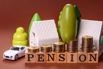 Inscribe Pension as a conceptual backdrop for a savings fund, stockpile of funds, property