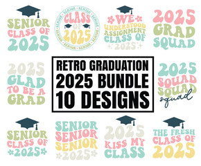 Naklejka premium Graduation 2025 SVG Bundle, Retro Graduation 2025 Bundle, Grad 2025 SVG Art & Illustration