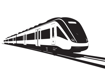 Black Silhouette of Modern Urban Train