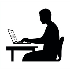 Vector Illustration of Remote Worker Silhouette