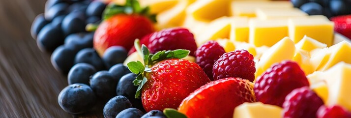 photo of delicious cheese and fruit tray 