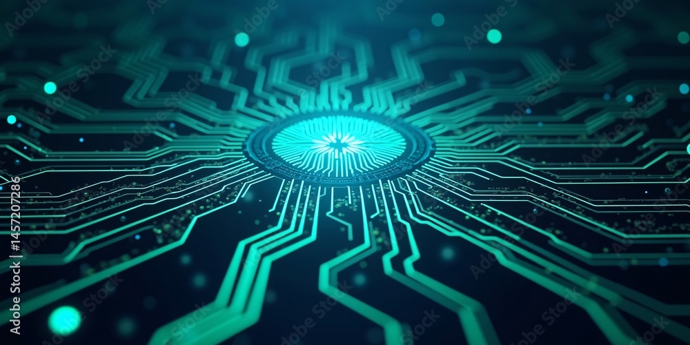 Poster abstract close-up of futuristic computer circuit board