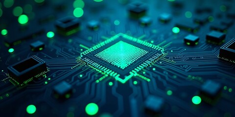 Abstract close-up of futuristic computer circuit board