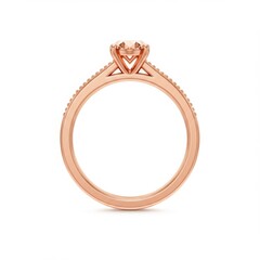 Rose Gold Diamond Engagement Ring with Pav? Band