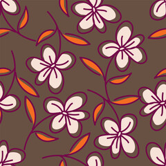 Cute feminine seamless watercolor pattern with little tiny wildflowers, hand drawn
