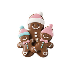 Fototapeta premium Festive Family of Gingerbread Cookies 3D Render of Christmas Treats