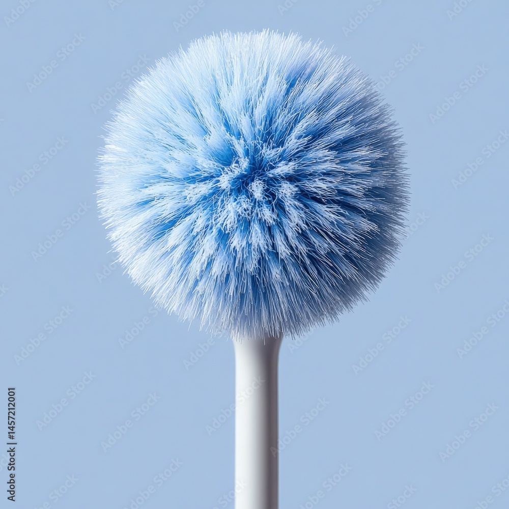 Poster artistic representation of a round blue object with delicate textures on light blue