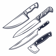 Kitchen knives vector icon set