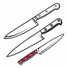 Kitchen knives vector icon set