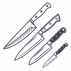 Kitchen knives vector icon set