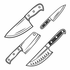 Kitchen knives vector icon set