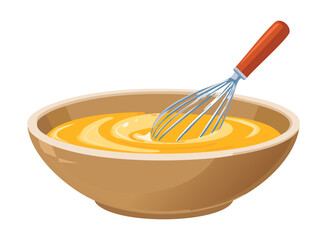 vector illustration of whisking egg yolk