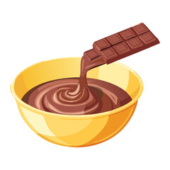 melted chocolate on a bowl plate - vector illustration