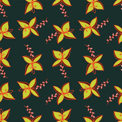 Obraz premium Cute feminine seamless watercolor pattern with little tiny wildflowers, hand drawn 
