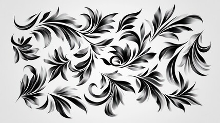 Fototapeta premium Elegant black and white floral vector elements, perfect for design projects