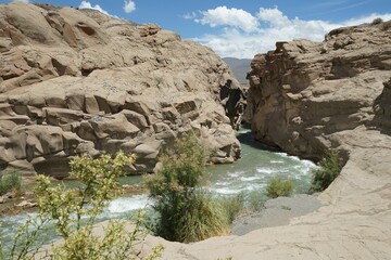 Wild river in canyon in San Juan province, Argentina