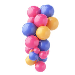 Colorful Cluster of Round Balloons Isolated on a Transparent Background for Party Decoration and Celebrations