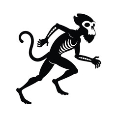 Running Skeletal Monkey Silhouette