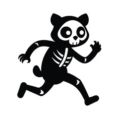 Cute Skeleton Bear Running Cartoon