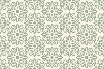 Vector damask seamless pattern background. Elegant luxury texture for wallpapers and decoration.Motifs Ikat floral embroidery.Ethnic oriental pattern traditional.Geometric flower folklore ornaments.