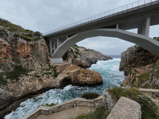 Ciolo Bridge over Adriatic sea, Italy