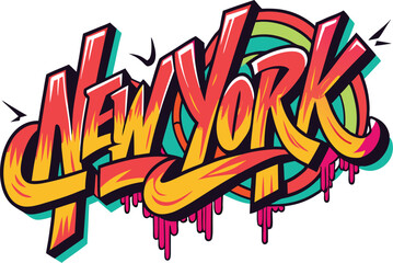 "NEW YORK" Text with a warped, stretched graffiti style as if vibrating with sound © msmdesign