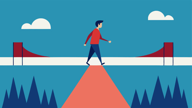 Bridge Over Water A person walking over a bridge representing the transition from procrastination to action through reliance on willpower.