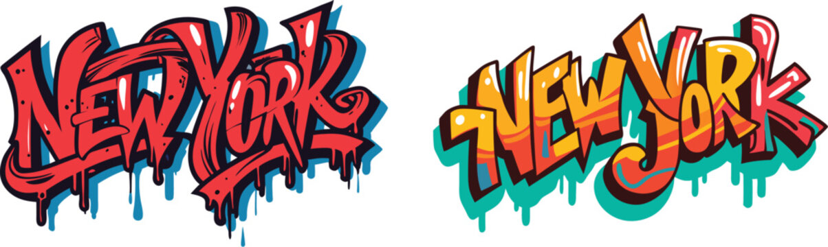 "NEW YORK" Text with a warped, stretched graffiti style as if vibrating with sound