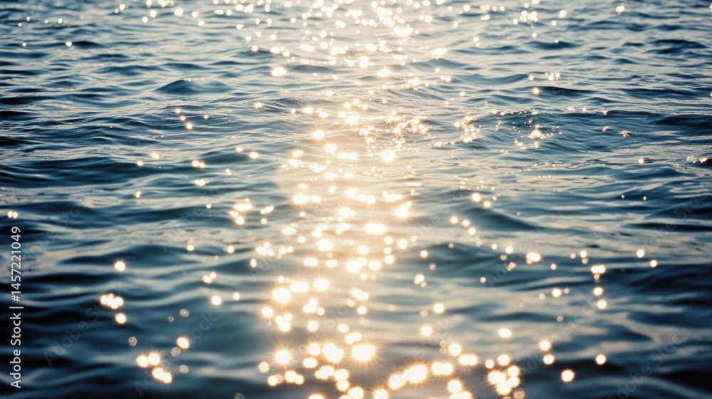 Poster sunlight reflects off the water creating shimmering sparkles on the surface