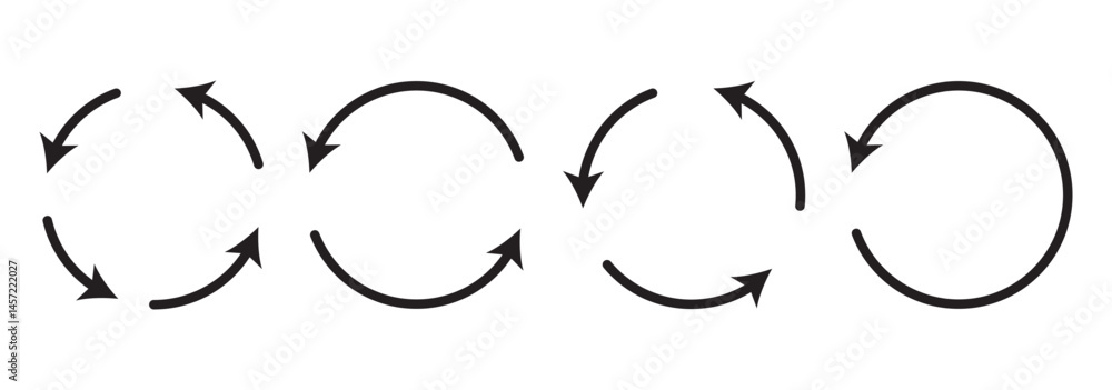 Poster circle arrow icon set. symbol of reload, refresh, loading, recycle and repeat. interconnecting round