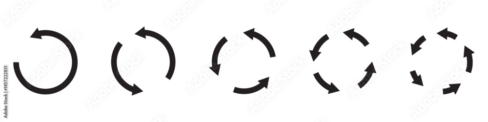 Aufkleber circle arrows icon set. round reload sign, repeat icon, refresh icon, rotate arrow icon sign and sym
