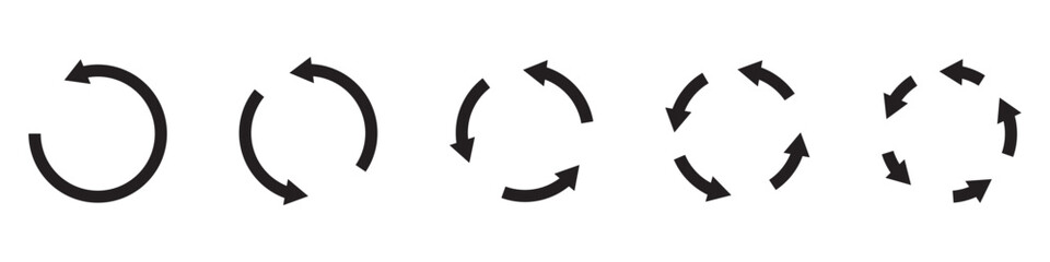 Circle arrows icon set. Round reload sign, repeat icon, refresh icon, rotate arrow icon sign and symbol, Vector illustration. blue circlr arrow set.