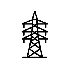 Power line tower icon in minimalistic style  on a transparent background