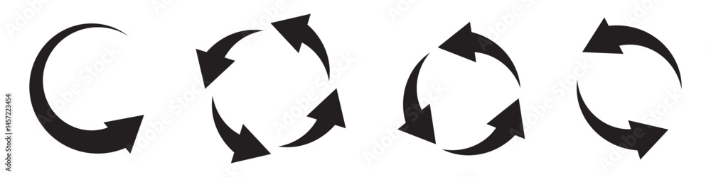 Poster circle arrow icon set. circular arrow icon, refresh, reload, rotation. green recycle vector icon sym
