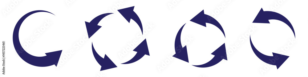 Poster circle arrow icon set. circular arrow icon, refresh, reload, rotation. green recycle vector icon sym