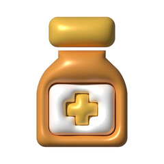 Obraz premium Gold Medical Bottle with Gold Cross