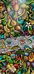 India hand drawn doodle banner. Cartoon detailed flyer. Indian identity with objects and symbols. Color vector design elements background