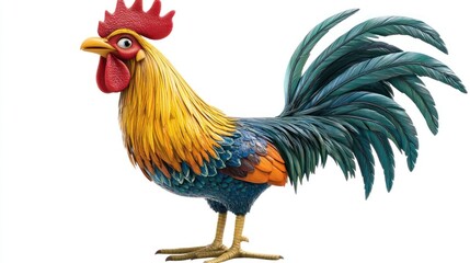 Rooster figurine, colorful, detailed