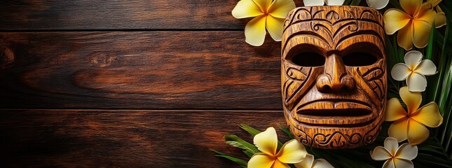 Printed invitations, posters, flyers for parties and celebrations can feature Fill in the Blank Luau Template Illustration and backgrounds with tropical, flowers, Hawaii, paradise, vacation motifs