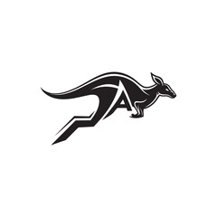 : A-logo-of-a-dynamic-fast-moving-kangaroo vector art 