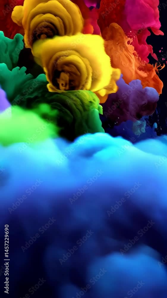 Aufkleber brightly colored smoke plumes rising and swirling against a dark background, creating a vibrant and 