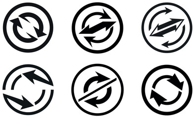 Circular Arrow Icon Set – Bold Vector Refresh, Sync, and Rotation Symbols