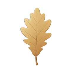 Fototapeta premium Golden Oak Leaf on White Background