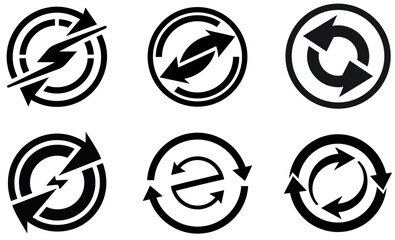 Circular Arrow Icon Set – Bold Vector Refresh, Sync, and Rotation Symbols