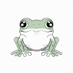 green frog on white background