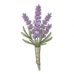 Fototapeta premium Purple Lavender Bouquet Illustration on White Background